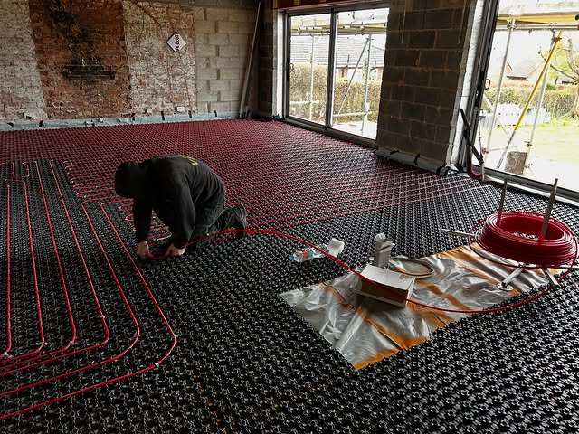 Windows fitted and underfloor heating screeded on new build project, Wirral